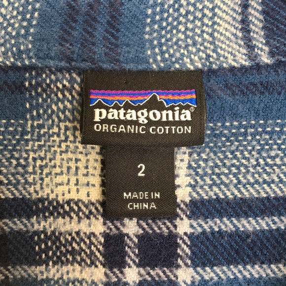 Patagonia Women's Fjord Flannel Button Up Shirt Organic Cotton Blue Plaid Sz 2 - Picture 4 of 12